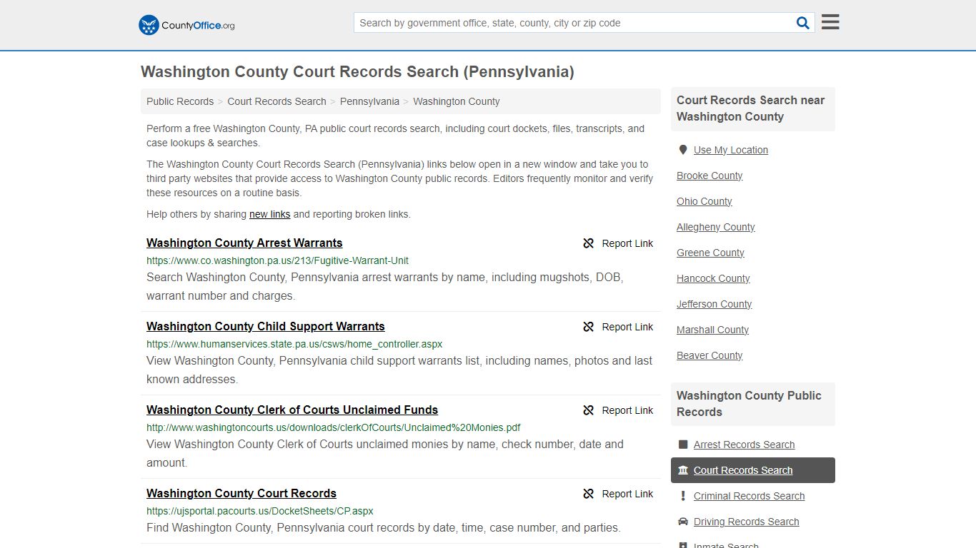 Court Records Search - Washington County, PA (Adoptions, Criminal ...